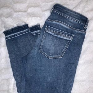 White House Black Market cropped raw hem denim!